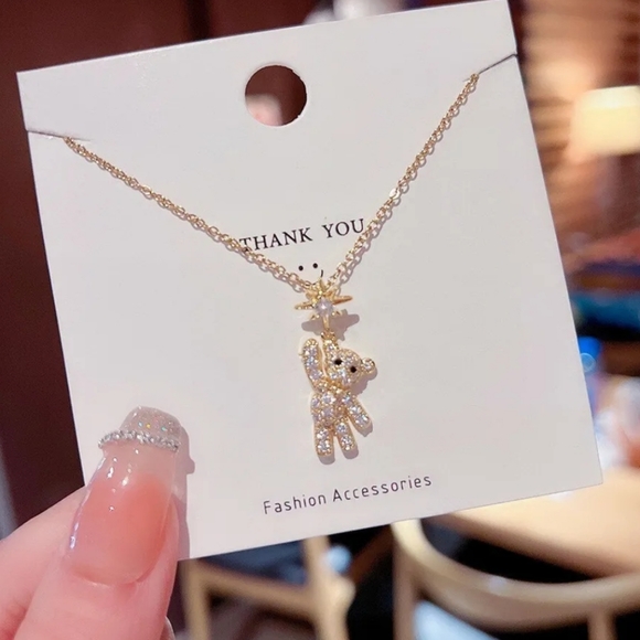 Golden Teddy Bear Necklace - Picture 5 of 10